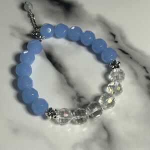 Sky Blue & Clear Crystal Bracelet | 10 mm Beads | Calm & Focus
